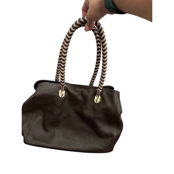 Cole Haan Women's Brown Leather Bethany Weave Tote Bag - Picture 7 of 9